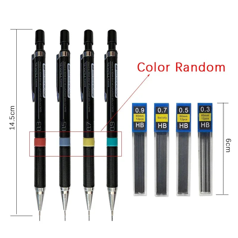 Buy The Best By Artsulli - Art is Long Life Short - 0.3/0.5/0.7/0.9mm Mechanical Pencil with Lead Rods Set for School Writing Drawing