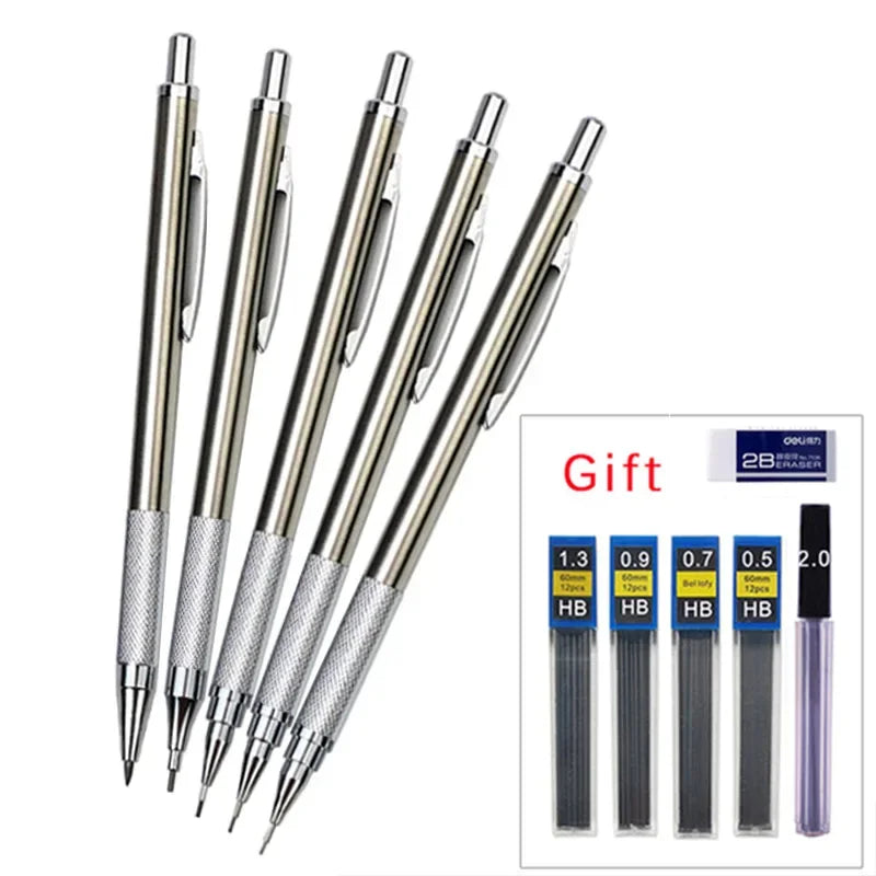 Buy The Best By Artsulli - Art is Long Life Short - 0.5 0.7 0.9 1.3 2.0mm Mechanical Pencil Set Full Metal Drawing Painting Automatic