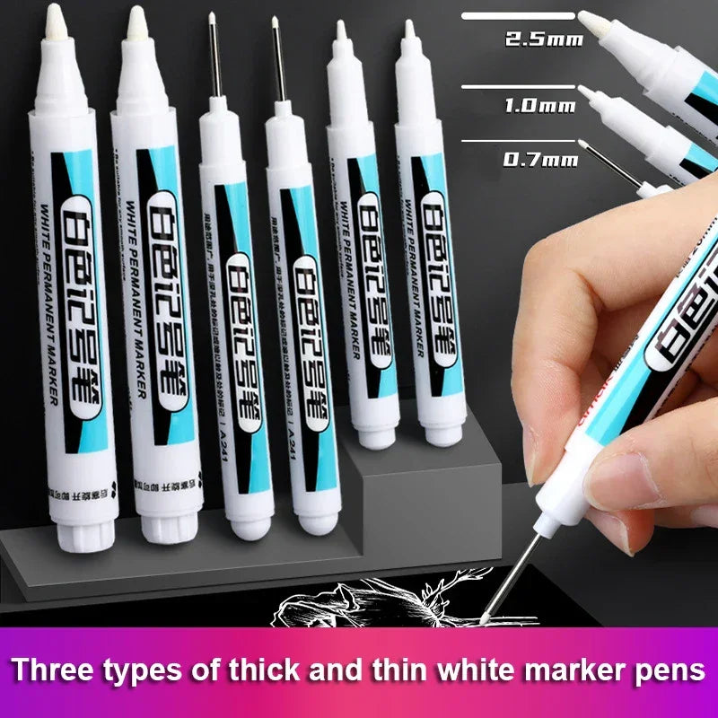 Buy The Best By Artsulli - Art is Long Life Short - 0.7/1.0/2.5MM White Permanent Marker Pens 1/3Pcs Paint Markers For Wood Rock Plastic