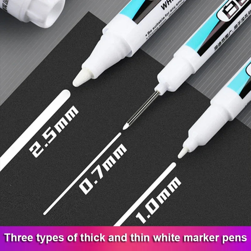 Buy The Best By Artsulli - Art is Long Life Short - 0.7/1.0/2.5MM White Permanent Marker Pens 1/3Pcs Paint Markers For Wood Rock Plastic