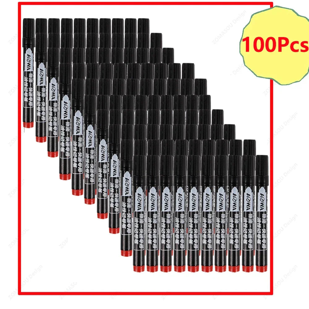 Buy The Best By Artsulli - Art is Long Life Short - 1-100Pcs Waterproof Oil-based Marker Pen Quick Dry Black Red Blue Ink Permanent