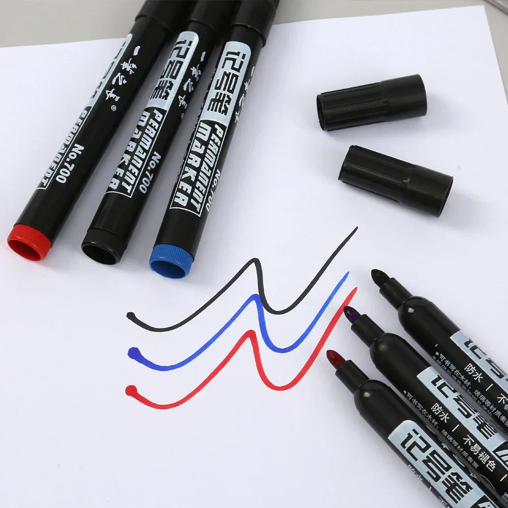 Buy The Best By Artsulli - Art is Long Life Short - 1-100Pcs Waterproof Oil-based Marker Pen Quick Dry Black Blue Red Ink Permanent