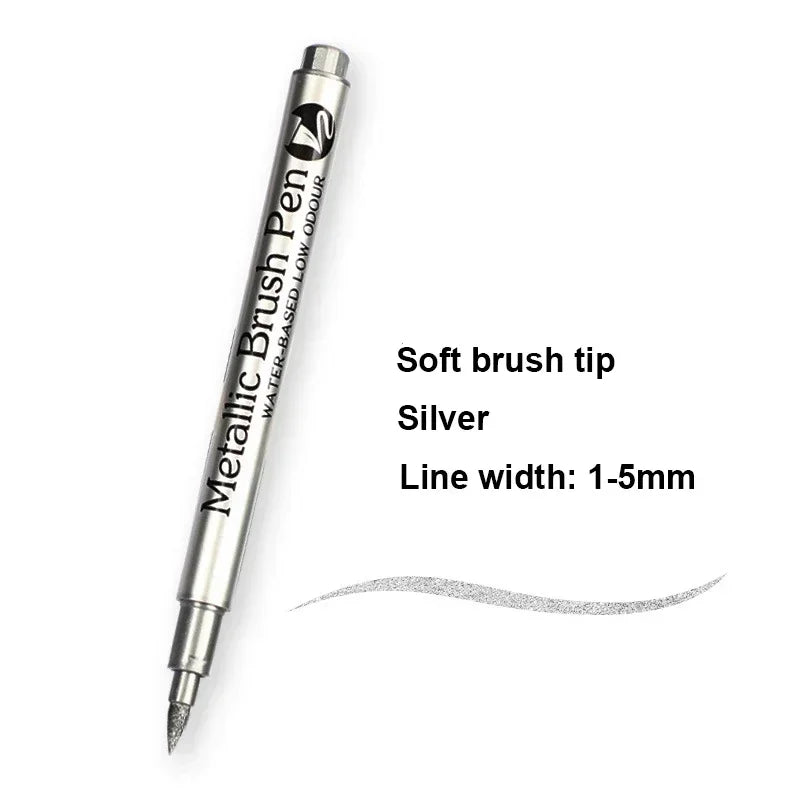 Buy The Best By Artsulli - Art is Long Life Short - 1/2Pc Brush Metallic Marker Pens Gold Silver Permanent Markers for Crafts Manga