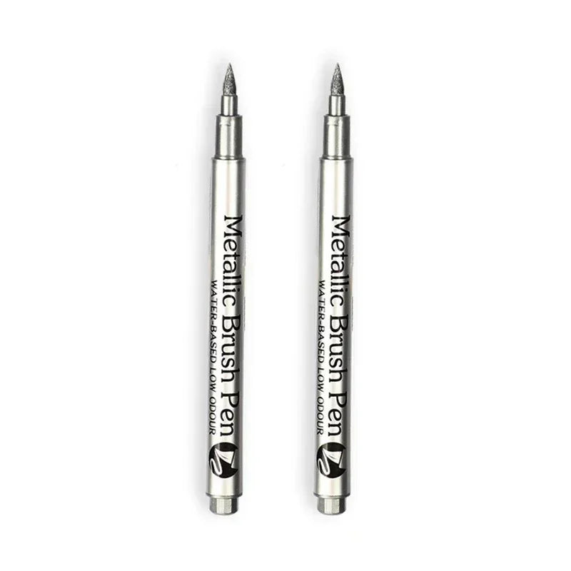 Buy The Best By Artsulli - Art is Long Life Short - 1/2Pc Brush Metallic Marker Pens Gold Silver Permanent Markers for Crafts Manga