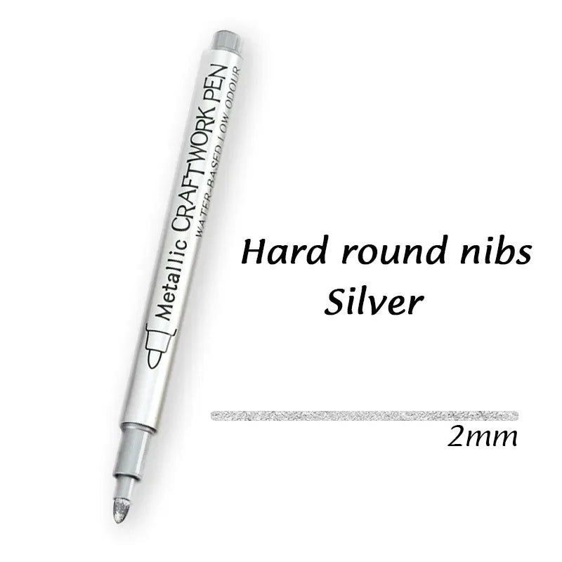 Buy The Best By Artsulli - Art is Long Life Short - 1/2Pcs Brush Metallic Marker Pens Gold Silver Permanent Markers Crafts Scrapbooking