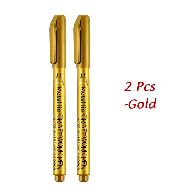 Buy The Best By Artsulli - Art is Long Life Short - 1/2Pcs Brush Metallic Marker Pens Gold Silver Permanent Markers Crafts Scrapbooking