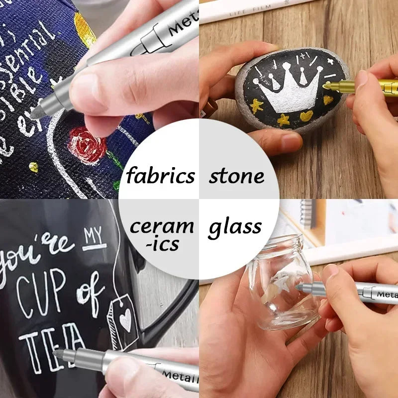 Buy The Best By Artsulli - Art is Long Life Short - 1/2Pcs Brush Metallic Marker Pens Gold Silver Permanent Markers Crafts Scrapbooking