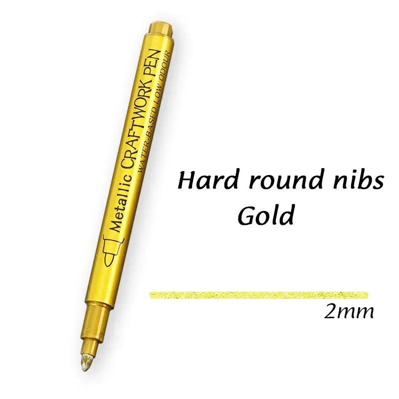 Buy The Best By Artsulli - Art is Long Life Short - 1/2Pcs Brush Metallic Marker Pens Gold Silver Permanent Markers Crafts Scrapbooking