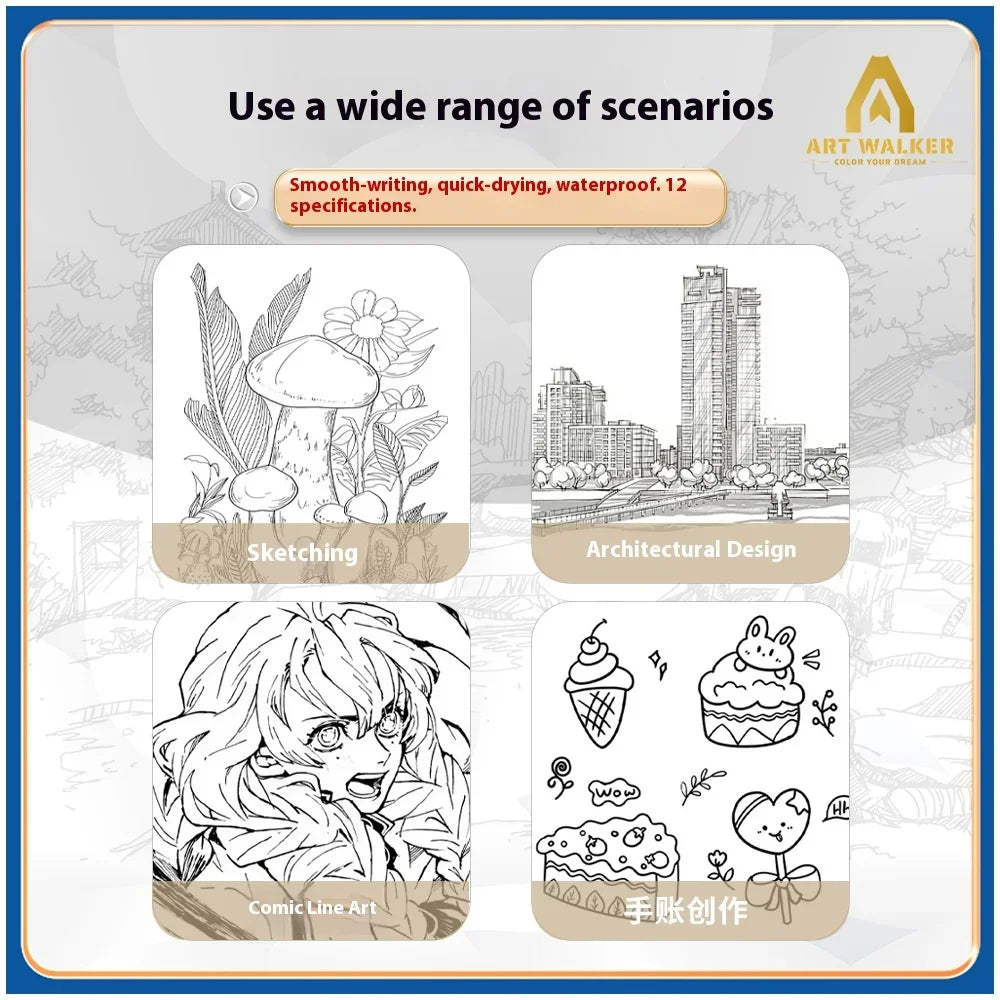 Buy The Best By Artsulli - Art is Long Life Short - 1/6/9/12 Pcs Manga Black Fineliner Marlers Various Pen Nibs For Sketch Architectural