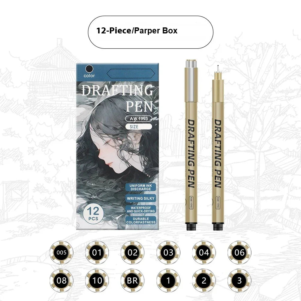 Buy The Best By Artsulli - Art is Long Life Short - 1/6/9/12 Pcs Manga Black Fineliner Marlers Various Pen Nibs For Sketch Architectural