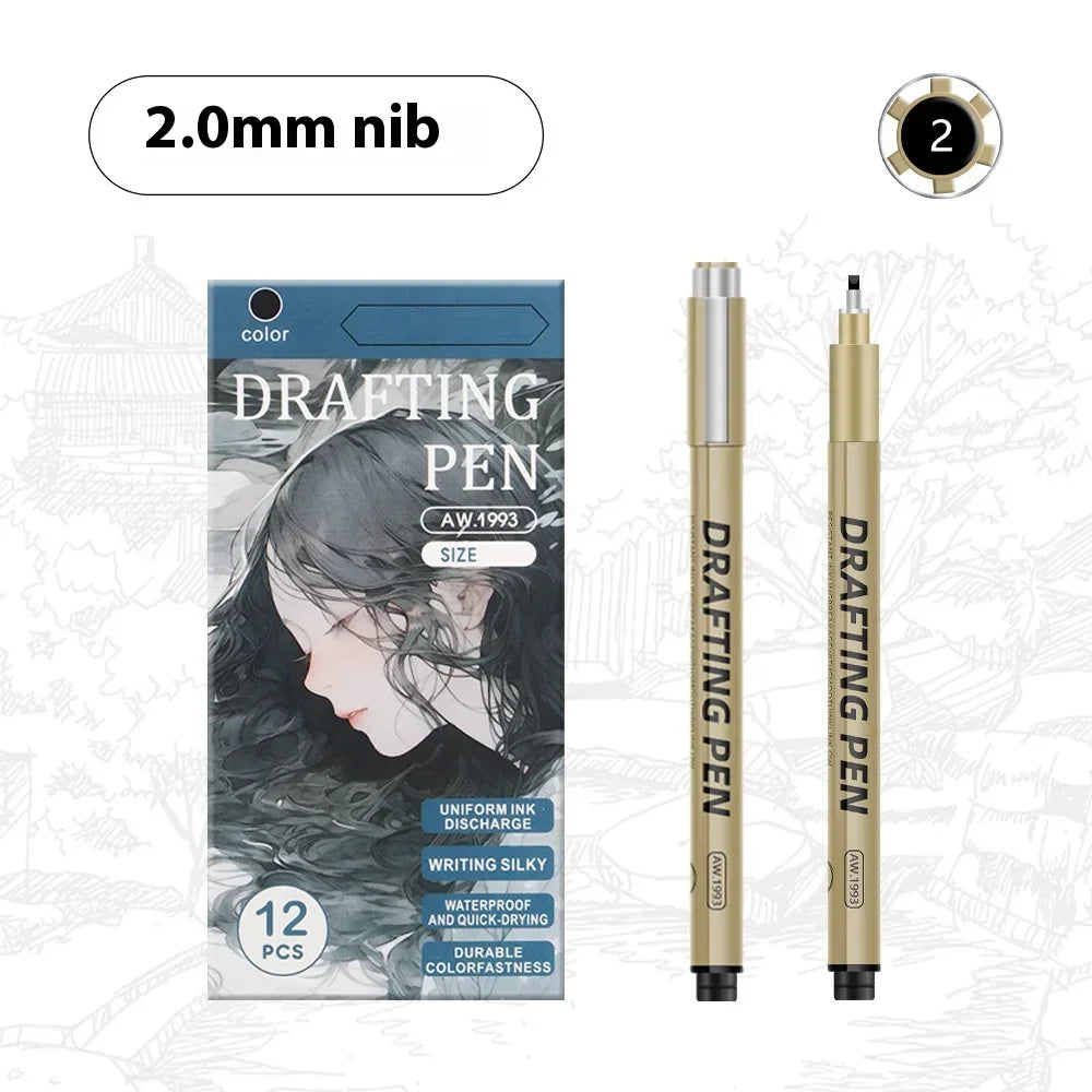 Buy The Best By Artsulli - Art is Long Life Short - 1/6/9/12 Pcs Manga Black Fineliner Marlers Various Pen Nibs For Sketch Architectural