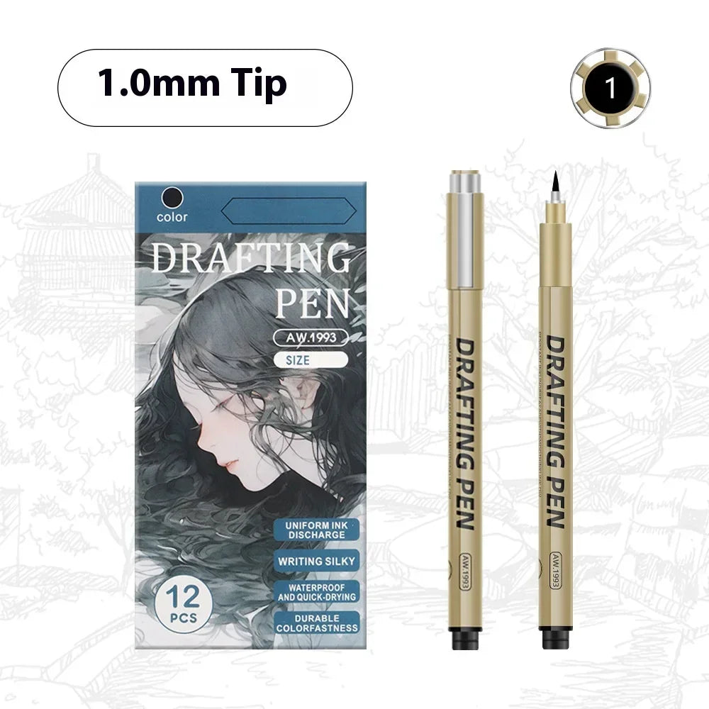 Buy The Best By Artsulli - Art is Long Life Short - 1/6/9/12 Pcs Manga Black Fineliner Marlers Various Pen Nibs For Sketch Architectural