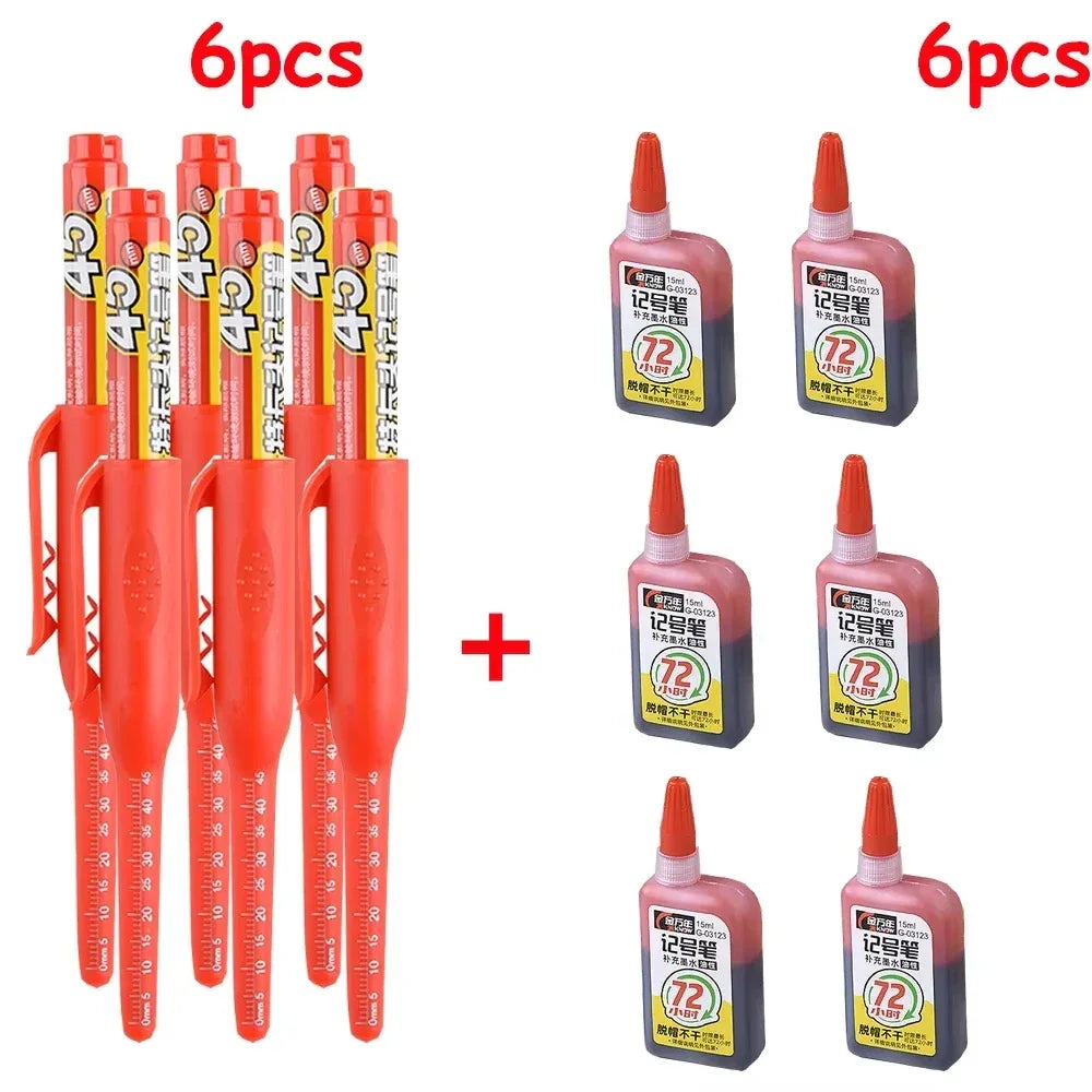 Buy The Best By Artsulli - Art is Long Life Short - 1-6Pcs 45mm Waterproof Head Nib Deep Hole Markers Pen Tile Carpenter Multi-purpose