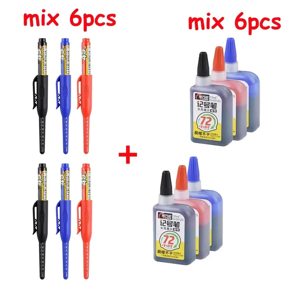 Buy The Best By Artsulli - Art is Long Life Short - 1-6Pcs 45mm Waterproof Head Nib Deep Hole Markers Pen Tile Carpenter Multi-purpose