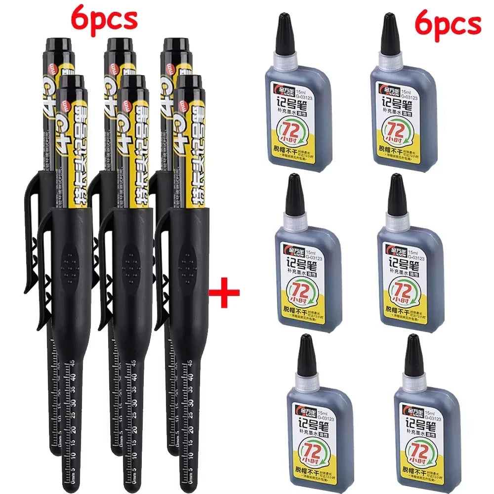 Buy The Best By Artsulli - Art is Long Life Short - 1-6Pcs 45mm Waterproof Head Nib Deep Hole Markers Pen Tile Carpenter Multi-purpose