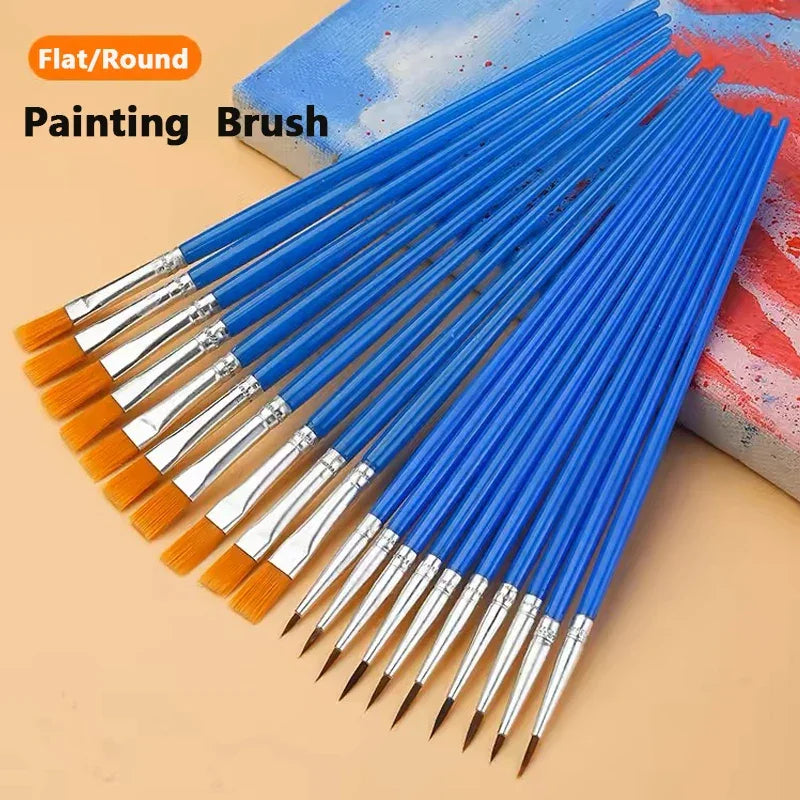 Buy The Best By Artsulli - Art is Long Life Short - 10/20/50Pcs Painting Brushes Set Round / Flat Brushs Nylon Hair Paint Pen for Oil