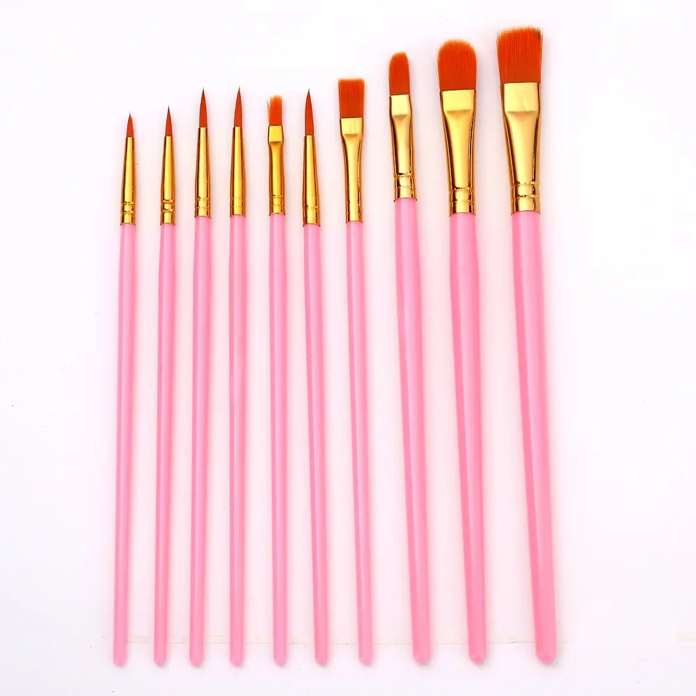 Buy The Best By Artsulli - Art is Long Life Short - 10 Pcs Full Set Nylon Hair Artist Paint Brush Professional Oil Watercolor Acrylic