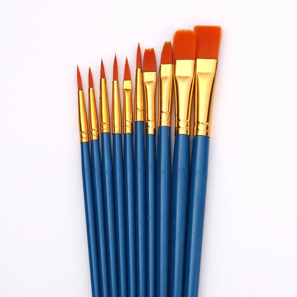 Buy The Best By Artsulli - Art is Long Life Short - 10 Pcs Full Set Nylon Hair Artist Paint Brush Professional Oil Watercolor Acrylic