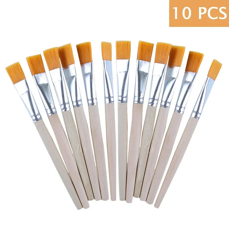 Buy The Best By Artsulli - Art is Long Life Short - 10 Pcs Nylon Hair Painting Brush Oil Watercolor Water Powder Propylene Acrylic Wooden