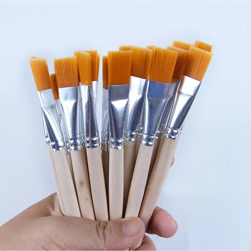Buy The Best By Artsulli - Art is Long Life Short - 10 Pcs Nylon Hair Painting Brush Oil Watercolor Water Powder Propylene Acrylic Wooden