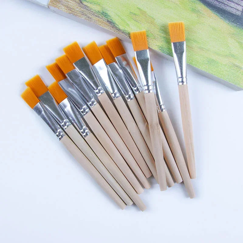 Buy The Best By Artsulli - Art is Long Life Short - 10 Pcs Nylon Hair Painting Brush Oil Watercolor Water Powder Propylene Acrylic Wooden