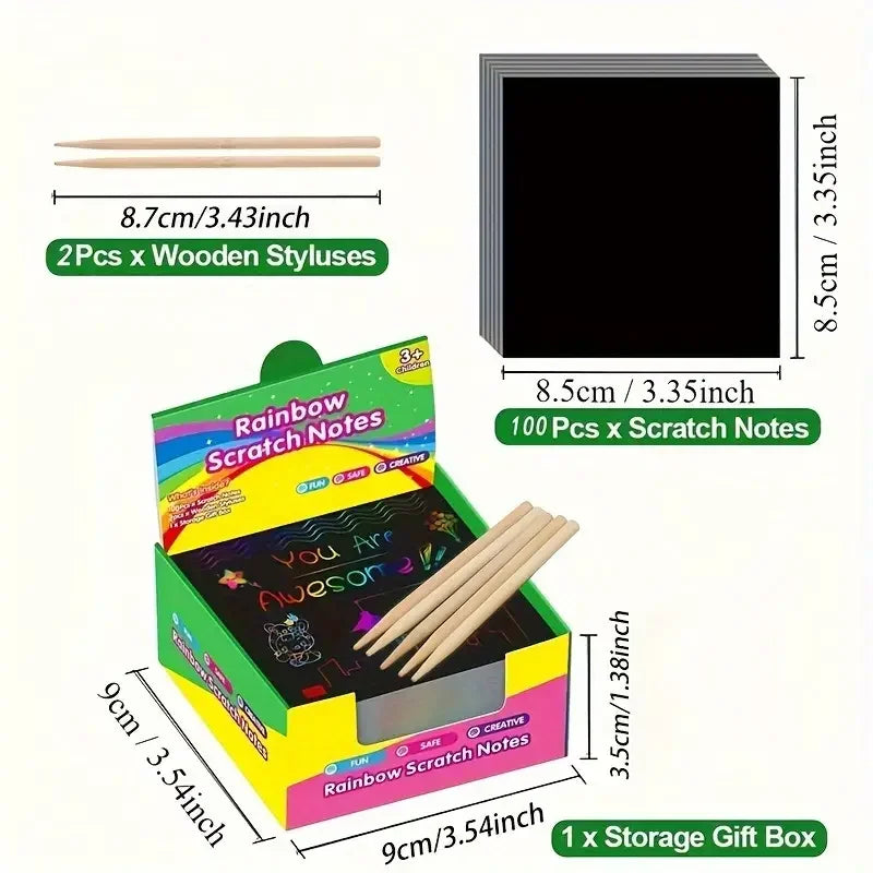 Buy The Best By Artsulli - Art is Long Life Short - 100 Sheets Magical Scratch Memo Boxes Rainbow Mini Notes Handmade DIY Party Supplies
