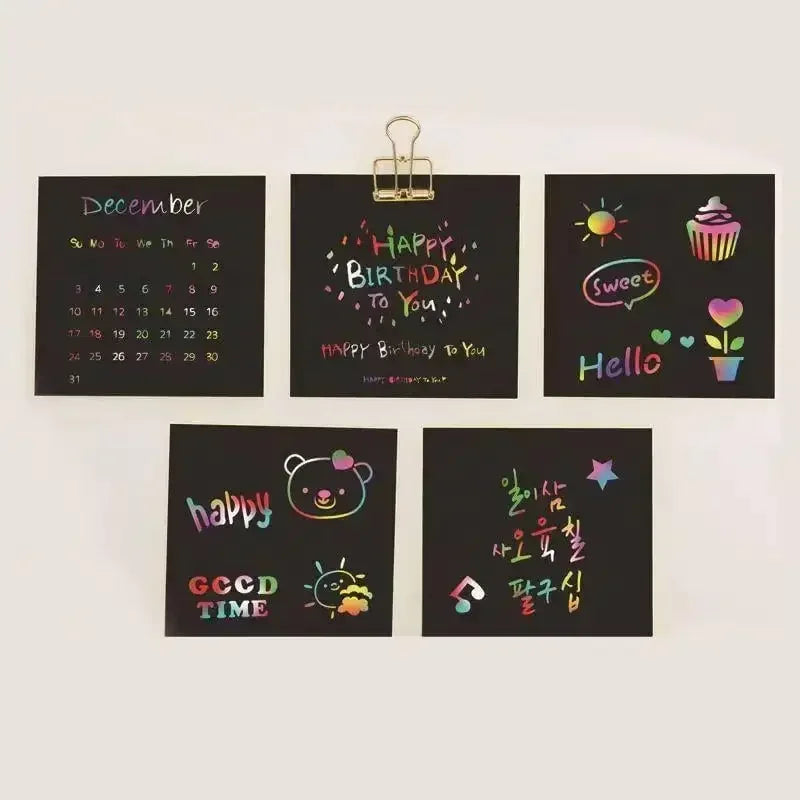 Buy The Best By Artsulli - Art is Long Life Short - 100 Sheets Magical Scratch Memo Boxes Rainbow Mini Notes Handmade DIY Party Supplies