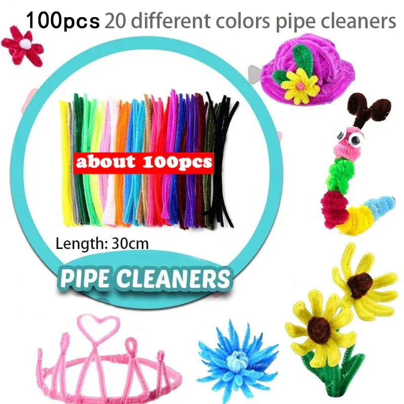 Buy The Best By Artsulli - Art is Long Life Short - 1000pcs Kids Crafts Supplies Kit Pipe Cleaners Pompoms Foam Stickers Feather Felt Cloth