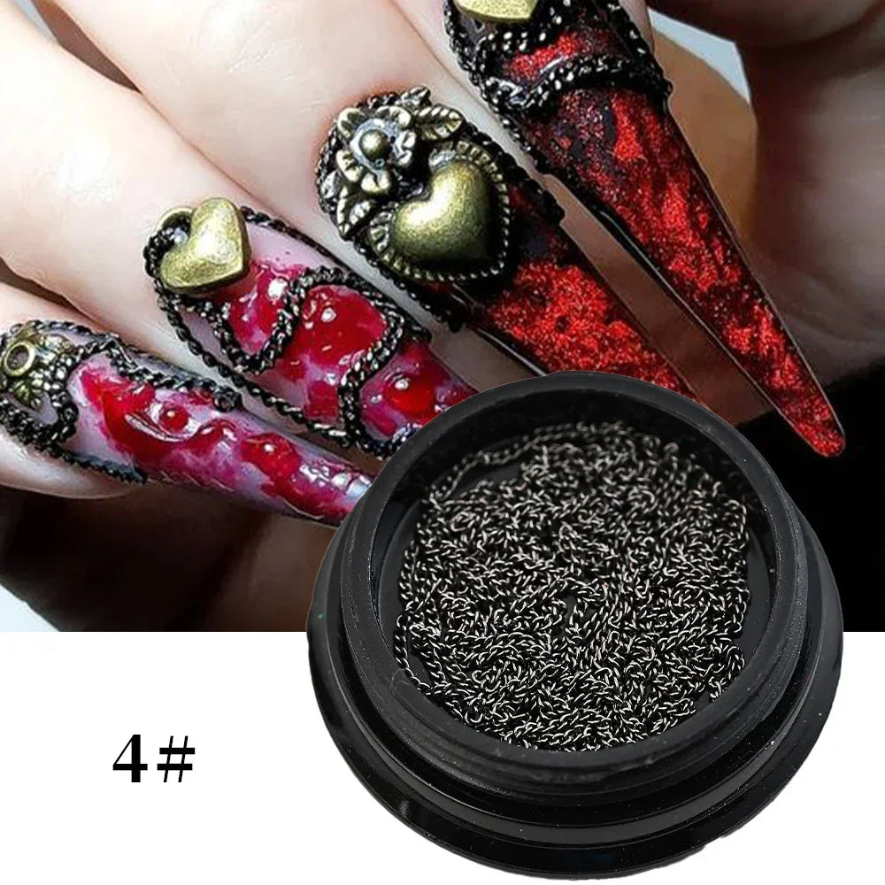 Buy The Best By Artsulli - Art is Long Life Short - 100cm Gold Silver Metal Nail Chains Decorations 3D Punk Luxury Glitter Chain Charms