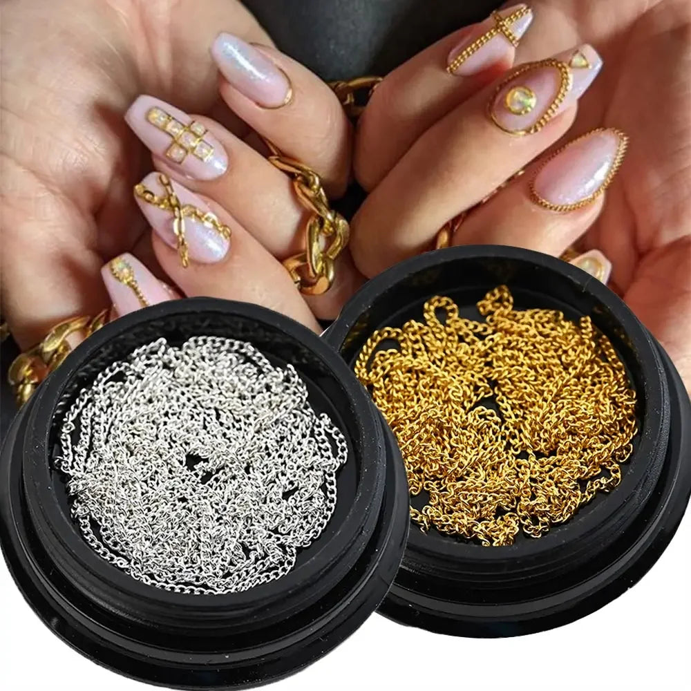 Buy The Best By Artsulli - Art is Long Life Short - 100cm Gold Silver Metal Nail Chains Decorations 3D Punk Luxury Glitter Chain Charms