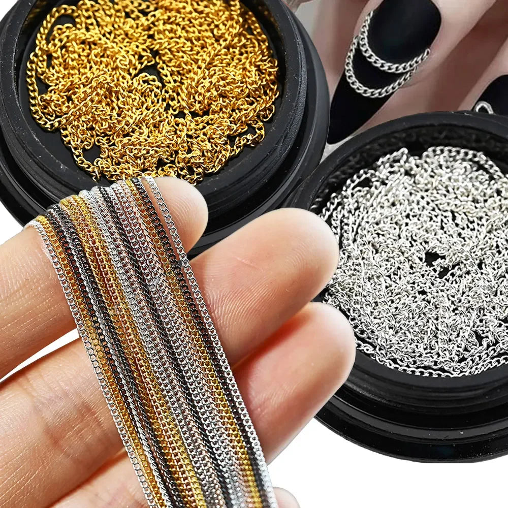 Buy The Best By Artsulli - Art is Long Life Short - 100cm Gold Silver Metal Nail Chains Decorations 3D Punk Luxury Glitter Chain Charms