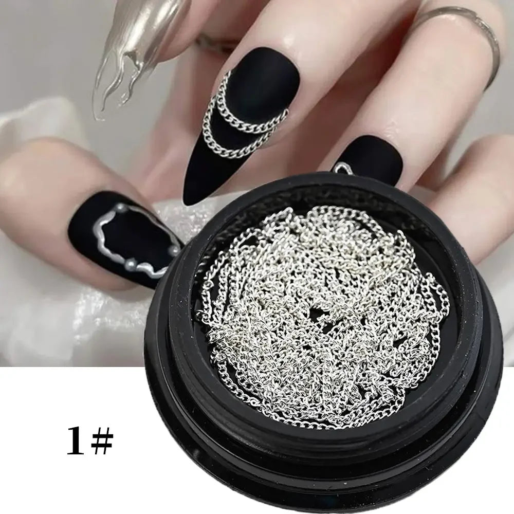 Buy The Best By Artsulli - Art is Long Life Short - 100cm Gold Silver Metal Nail Chains Decorations 3D Punk Luxury Glitter Chain Charms