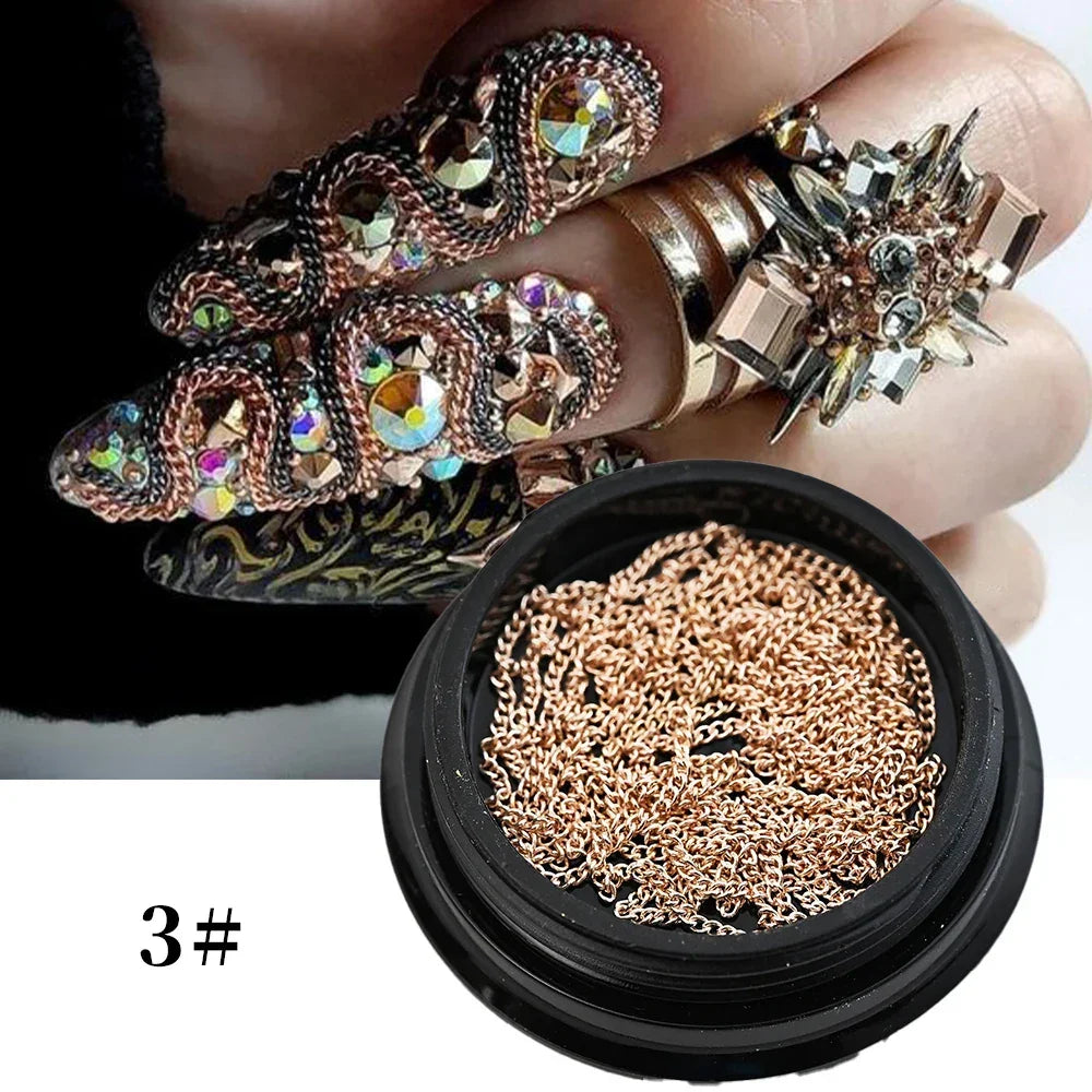 Buy The Best By Artsulli - Art is Long Life Short - 100cm Gold Silver Metal Nail Chains Decorations 3D Punk Luxury Glitter Chain Charms