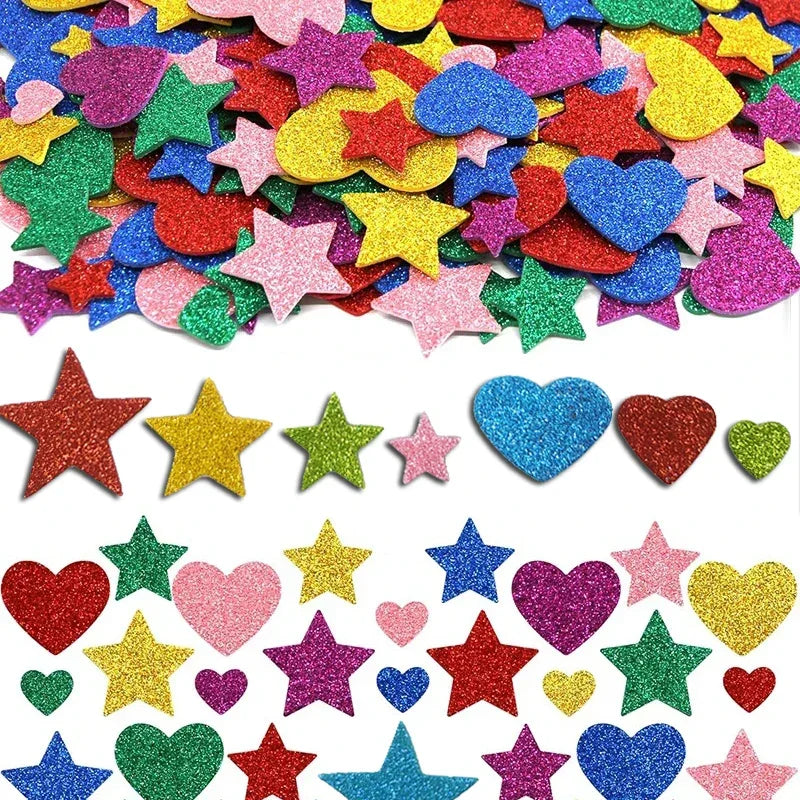 Buy The Best By Artsulli - Art is Long Life Short - 100pcs Sticky Glitter Foam Self Adhesive Sparkle EVA Stars Hearts Stickers Children