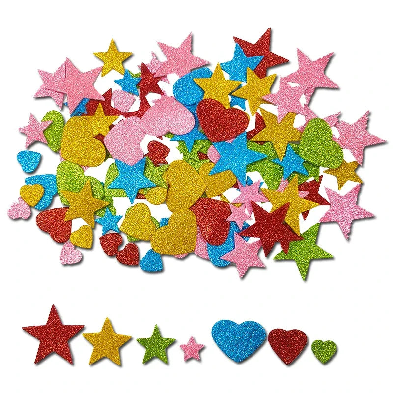 Buy The Best By Artsulli - Art is Long Life Short - 100pcs Sticky Glitter Foam Self Adhesive Sparkle EVA Stars Hearts Stickers Children