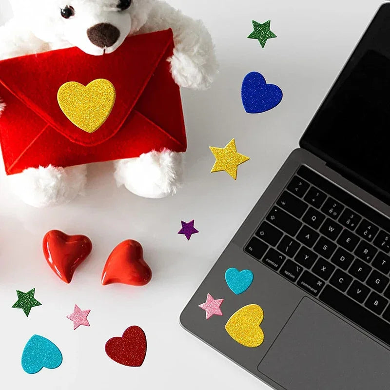 Buy The Best By Artsulli - Art is Long Life Short - 100pcs Sticky Glitter Foam Self Adhesive Sparkle EVA Stars Hearts Stickers Children