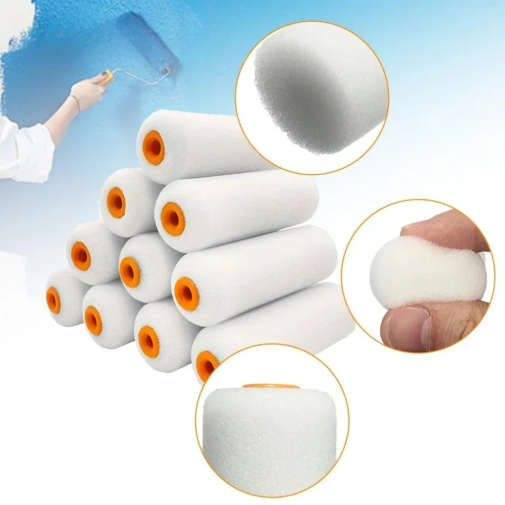 Buy The Best By Artsulli - Art is Long Life Short - 10PCS 100mm Mini White Durable Foam Paint Roller Sleeves Painting Decorating Sponge