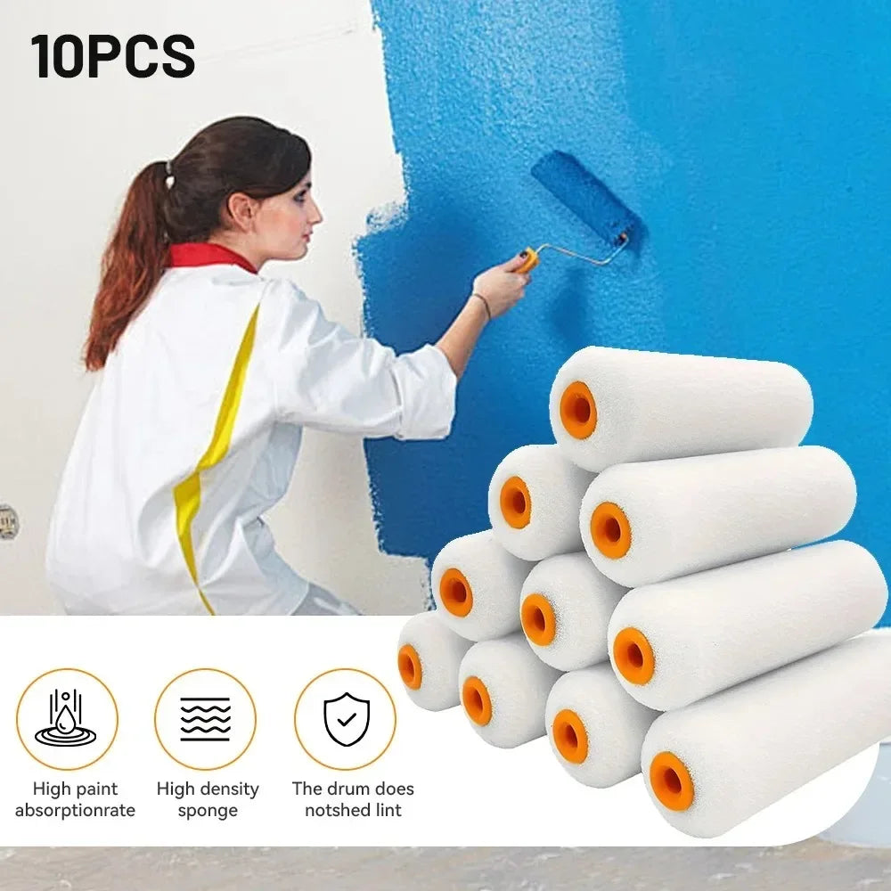 Buy The Best By Artsulli - Art is Long Life Short - 10PCS 100mm Mini White Durable Foam Paint Roller Sleeves Painting Decorating Sponge