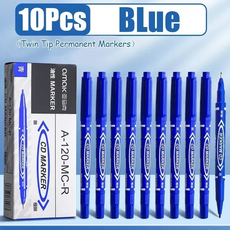 Buy The Best By Artsulli - Art is Long Life Short - 10Pcs Double Tip Permanent Markers Pens Waterproof Oily Fine Black Painting Marker