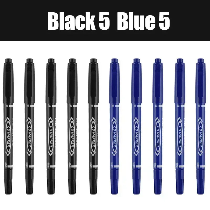 Buy The Best By Artsulli - Art is Long Life Short - 10Pcs Double Tip Permanent Markers Pens Waterproof Oily Fine Black Painting Marker