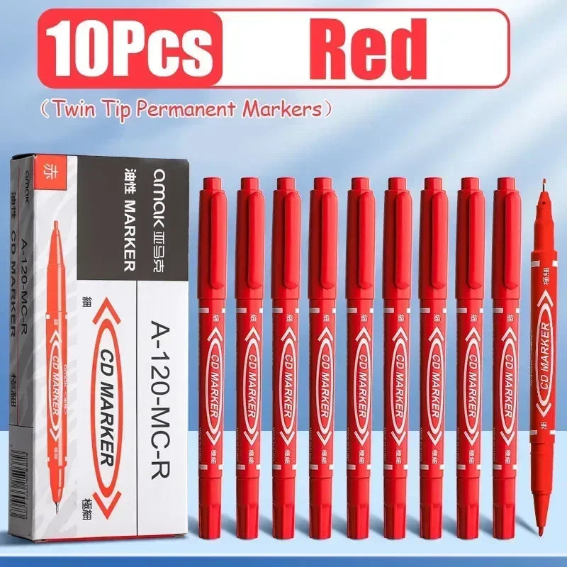 Buy The Best By Artsulli - Art is Long Life Short - 10Pcs Double Tip Permanent Markers Pens Waterproof Oily Fine Black Painting Marker