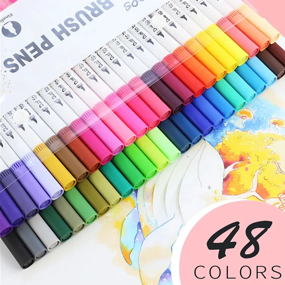 Buy The Best By Artsulli - Art is Long Life Short - 12-120 Colors Double Sided Marker Pens Set Water Based Washable Ink School Drawing