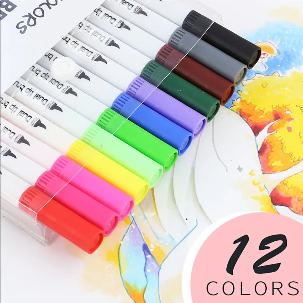 Buy The Best By Artsulli - Art is Long Life Short - 12-120 Colors Double Sided Marker Pens Set Water Based Washable Ink School Drawing