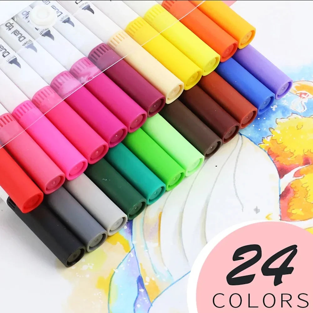 Buy The Best By Artsulli - Art is Long Life Short - 12-120 Colors Double Sided Marker Pens Set Water Based Washable Ink School Drawing