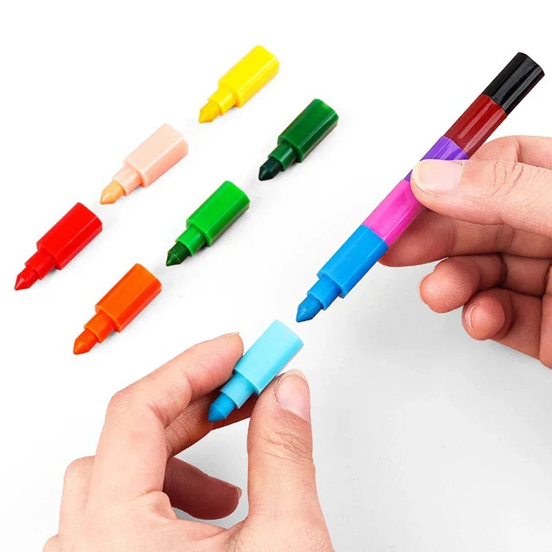 Buy The Best By Artsulli - Art is Long Life Short - 12-Color Building Block Crayons Fun Rainbow Color Stackable Drawing Graffiti Pen
