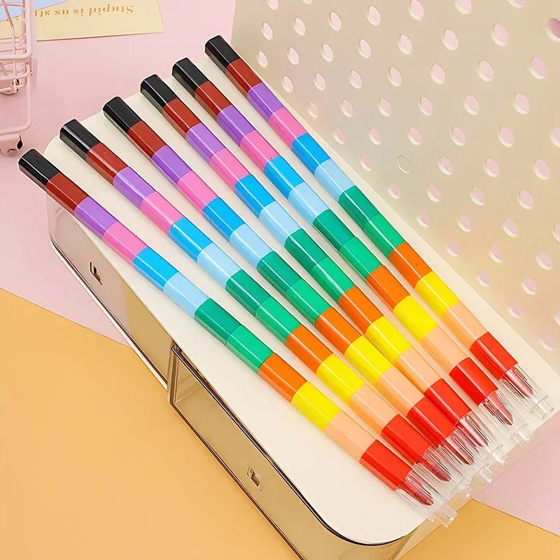 Buy The Best By Artsulli - Art is Long Life Short - 12-Color Building Block Crayons Fun Rainbow Color Stackable Drawing Graffiti Pen