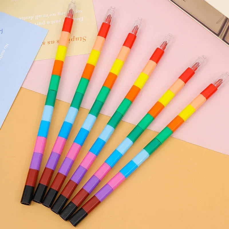 Buy The Best By Artsulli - Art is Long Life Short - 12-Color Building Block Crayons Fun Rainbow Color Stackable Drawing Graffiti Pen