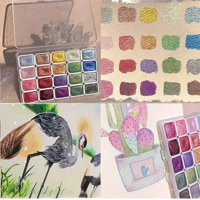 Buy The Best By Artsulli - Art is Long Life Short - 20/24/60/72-Color Metal Watercolor Painting Set New Portable Box With Sparkling Pearl