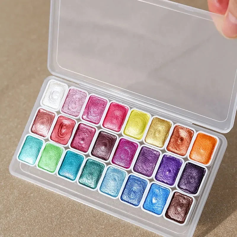 Buy The Best By Artsulli - Art is Long Life Short - 20/24/60/72-Color Metal Watercolor Painting Set New Portable Box With Sparkling Pearl