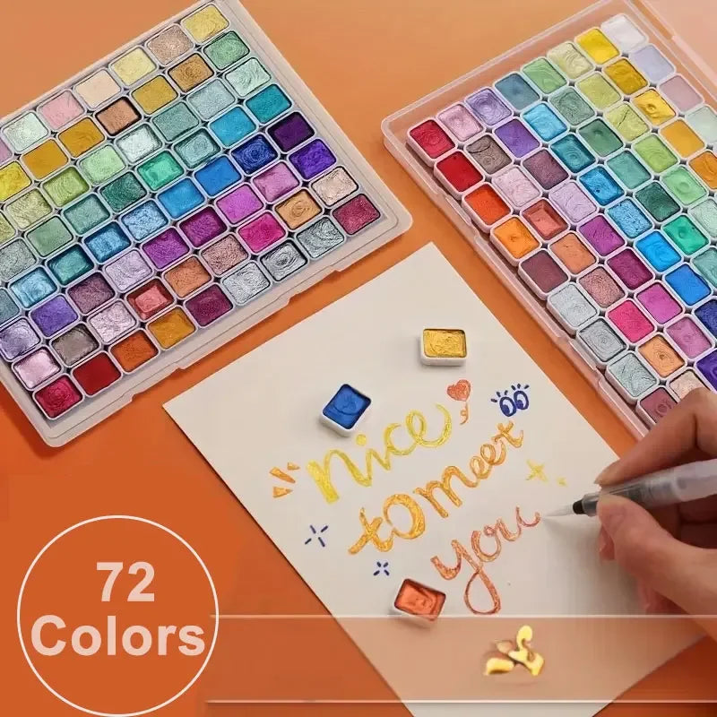 Buy The Best By Artsulli - Art is Long Life Short - 20/24/60/72-Color Metal Watercolor Painting Set New Portable Box With Sparkling Pearl